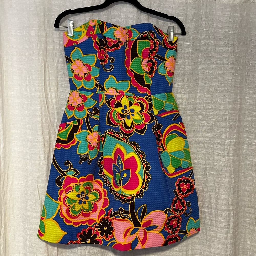 Lilly Pulitzer Bernadette Strapless Dress in Starry Drama Queen, size 2